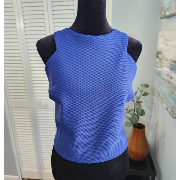 Bisou Bisou Tops - 🔥 Bisou Bisou Blue Sleeveless Top Textured Slight Crop Size Large Day to Night